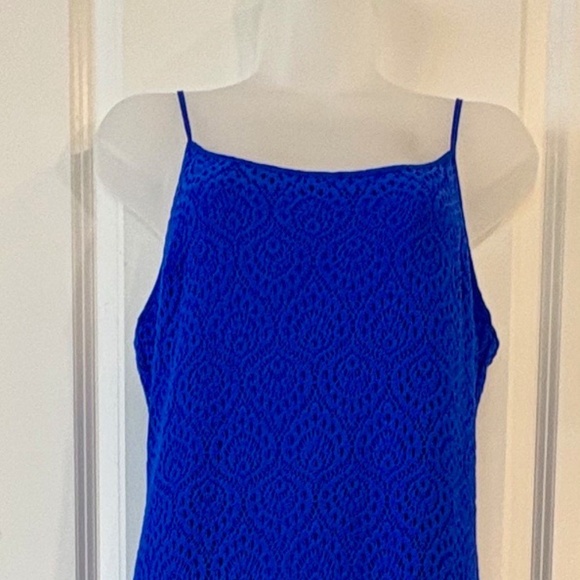 Lilly Pulitzer. A Blue Lace Spaghetti Strap Maxi Dress, Size Medium - Picture 1 of 3